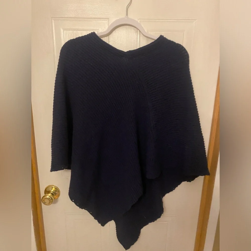 Chico's Navy V‑Neck Knit Poncho NWT
